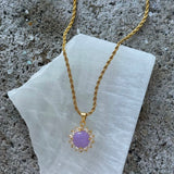 14MM CRYSTAL ROUND LAVENDER JADE necklace