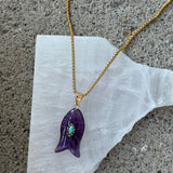 GOLD AMETHYST FISH necklace
