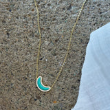 TURQUOISE CRYSTAL CRESCENT MOON necklace