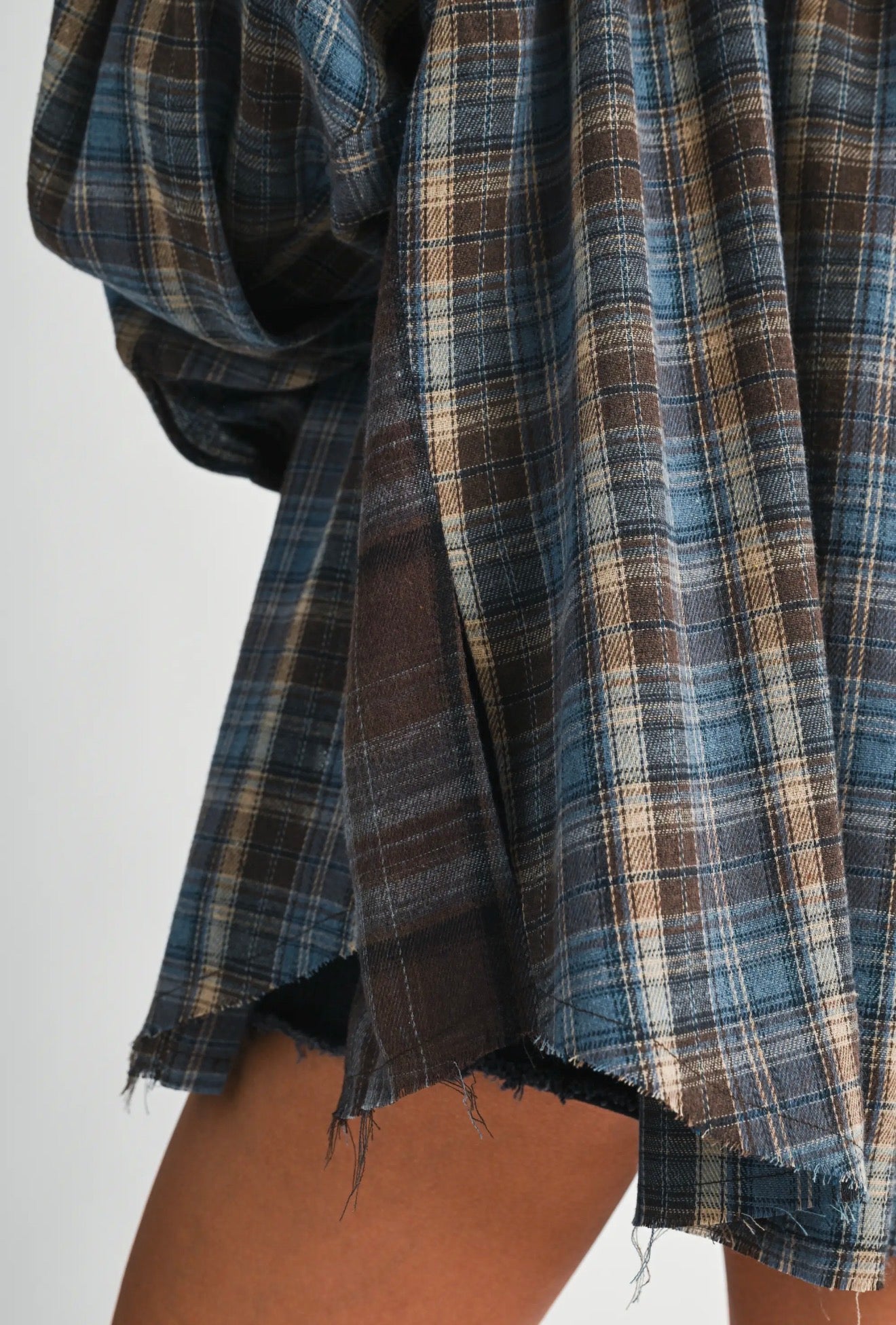 OVERSIZED BROWN & BLUE PLAID FLANNEL shirt