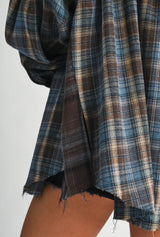 OVERSIZED BROWN & BLUE PLAID FLANNEL shirt