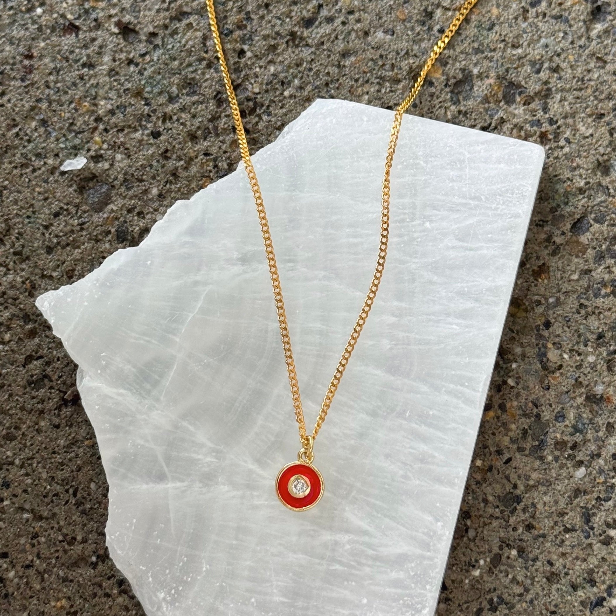 RED ENAMEL EYE SUPER MINI necklace