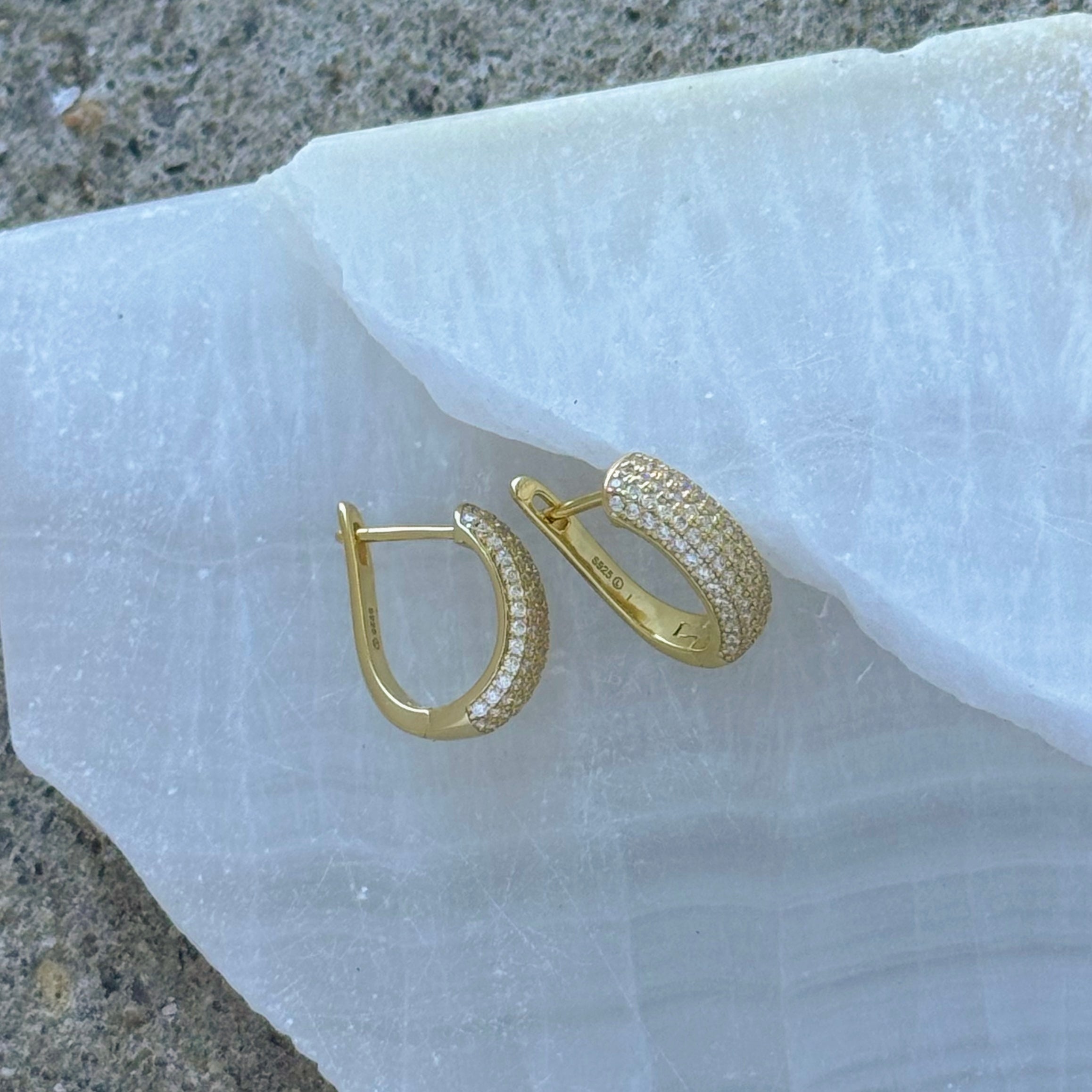 GOLD PAVE CRYSTAL HOOP earrings