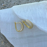 GOLD PAVE CRYSTAL HOOP earrings