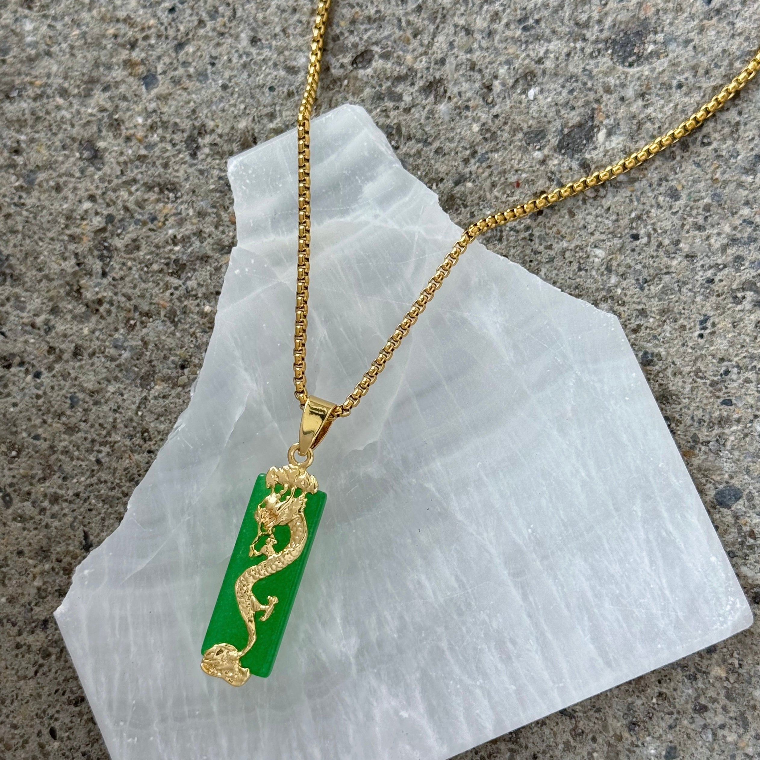 POWERFUL DRAGON GREEN JADE necklace