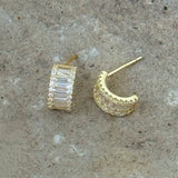 GOLD CRYSTAL BAGUETTE HOOP STUD earrings