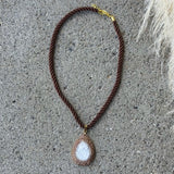 WHITE QUARTZ CELESTE CRYSTAL TWISTED CHORD necklace