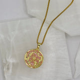 ROUND DRAGON CRYSTAL REVERSIBLE PINK JADE necklace