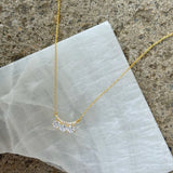 GOLD CRYSTAL THREE STONE necklace