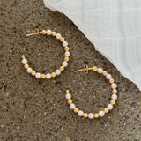 4MM LARGE GOLD & PEARL BEADED HOOP earrings