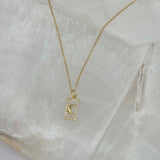 GOLD RECTANGLE CRESCENT MOON SUPER MINI necklace