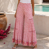 PINK LACE TRIM WIDE LEG pants