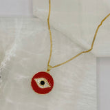 RED ENAMEL EVIL EYE CIRCLE necklace