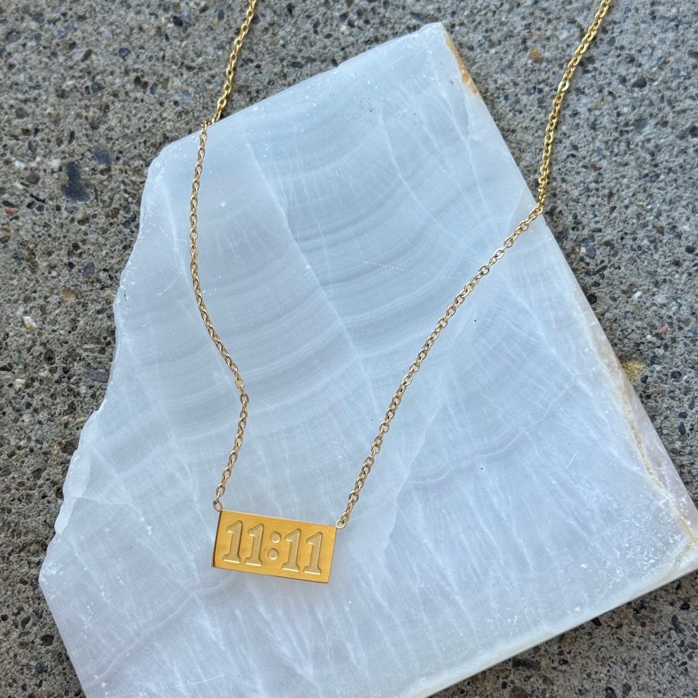 GOLD ELEVEN ELEVEN MAKE A WISH necklace