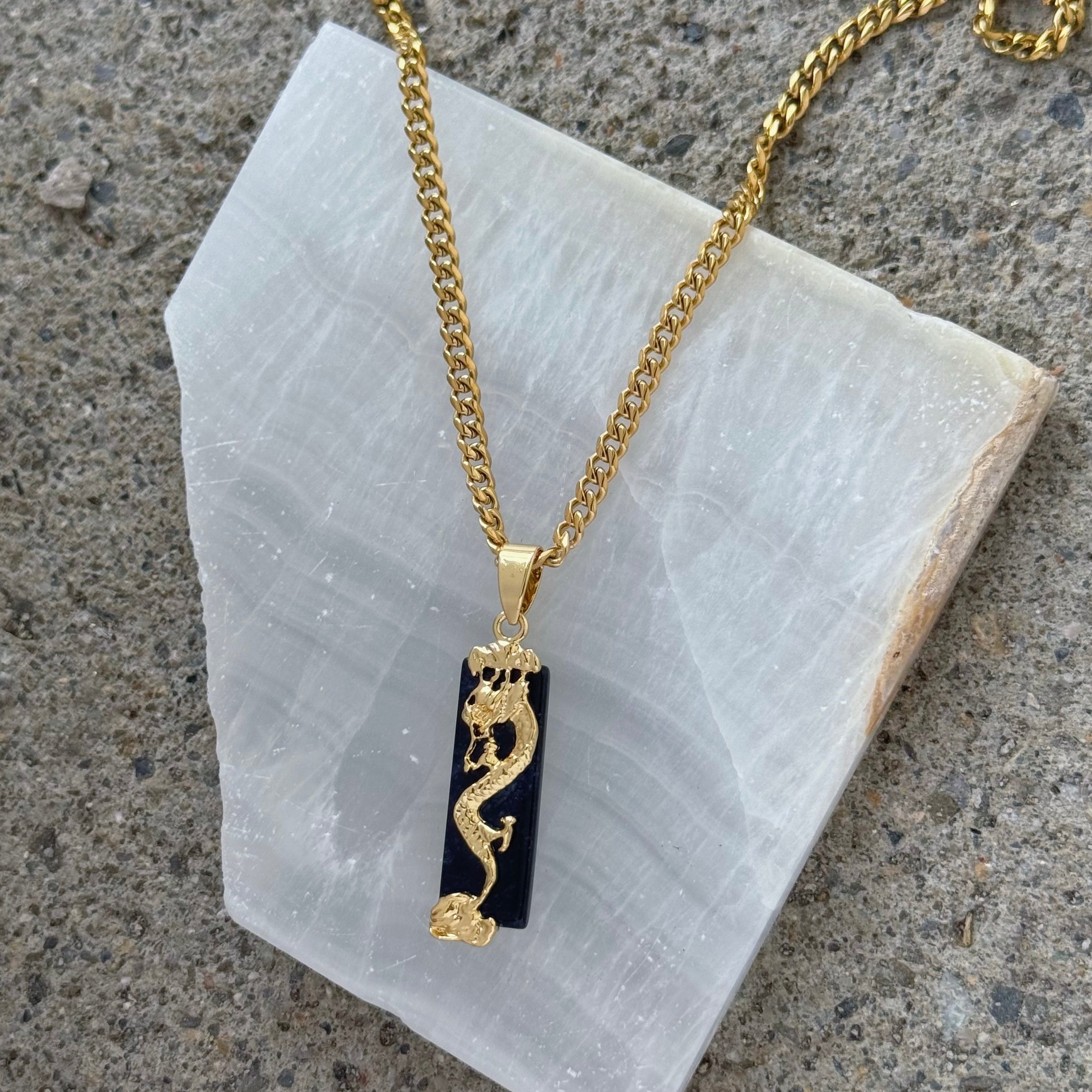 POWERFUL DRAGON BLACK JADE necklace