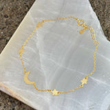 GOLD DAINTY CRESCENT MOON & STARS bracelet