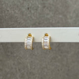 GOLD CRYSTAL BAGUETTE HOOP STUD earrings