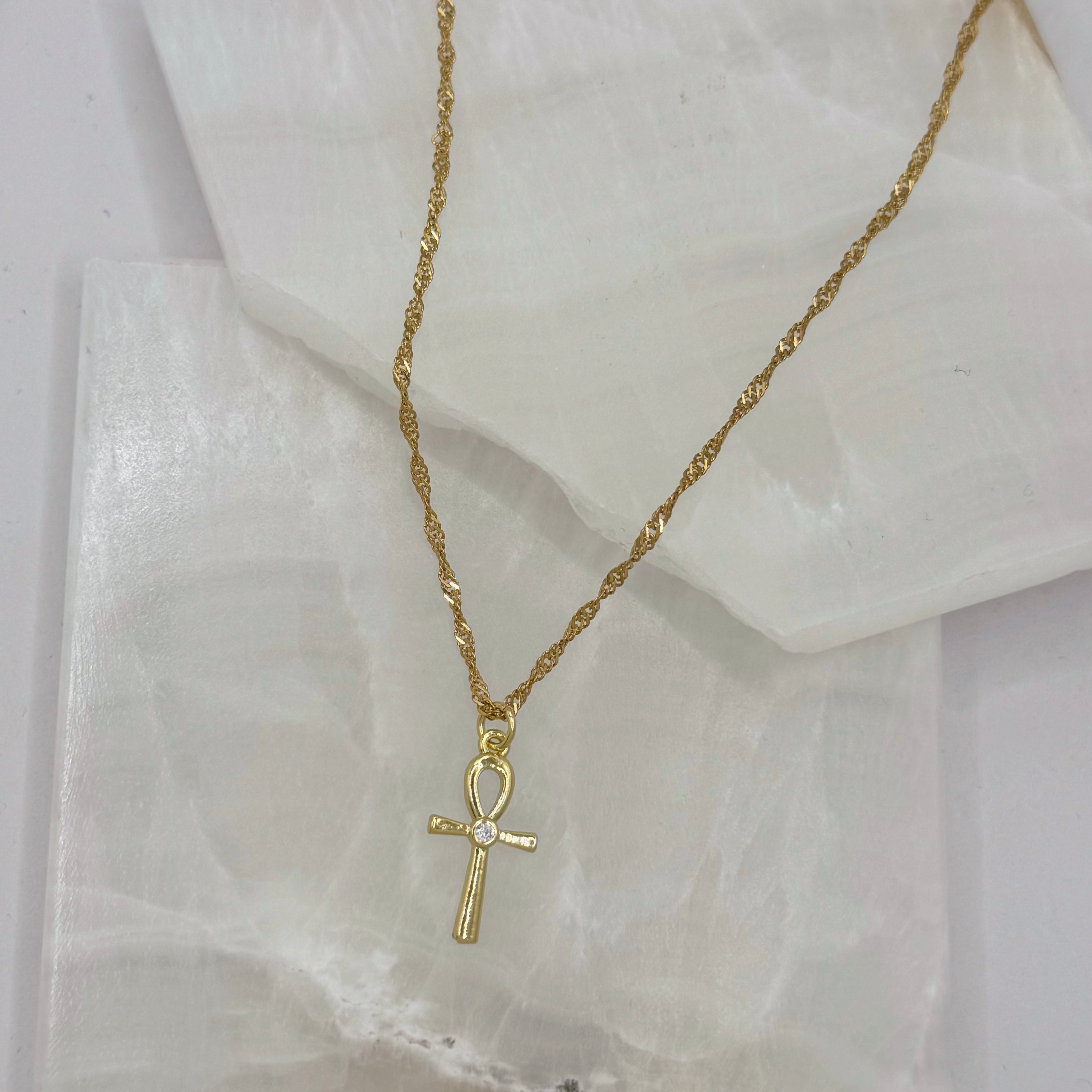 SIMPLE CRYSTAL ANKH SUPER MINI necklace