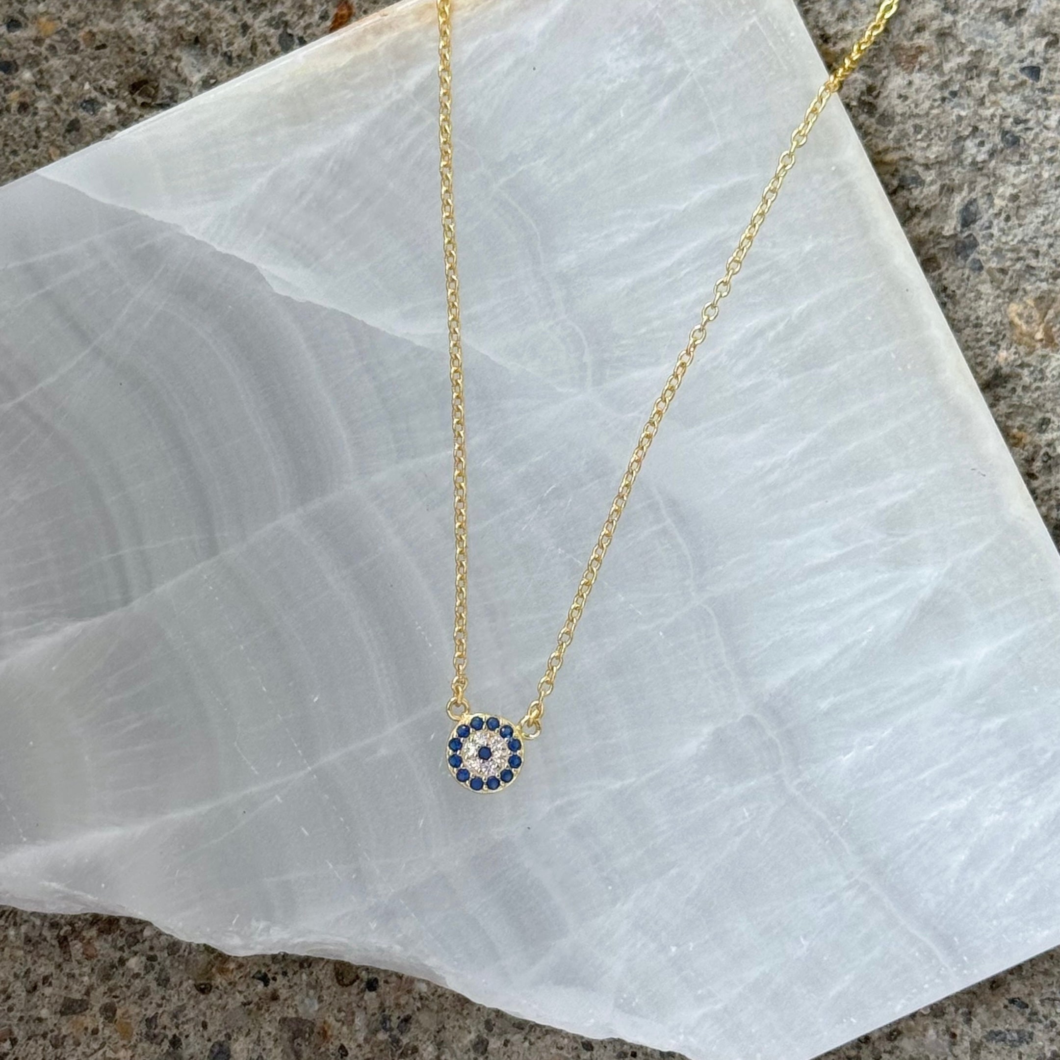 GOLD ROUND EVIL EYE SUPER MINI necklace