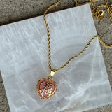 HEART LOVE PINK JADE necklace