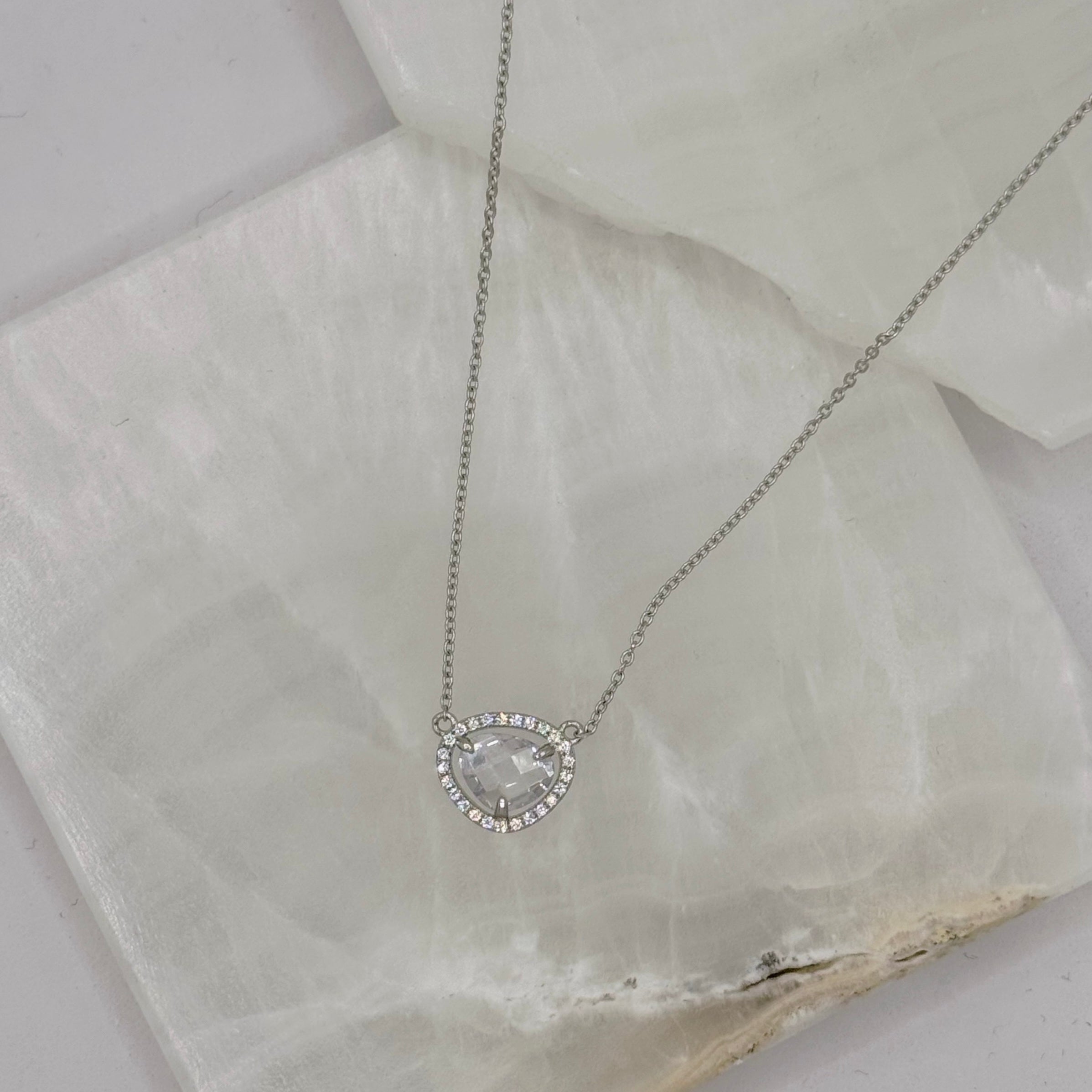 SILVER CLEAR CRYSTAL MINI necklace