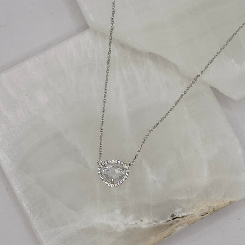 SILVER CLEAR CRYSTAL MINI necklace