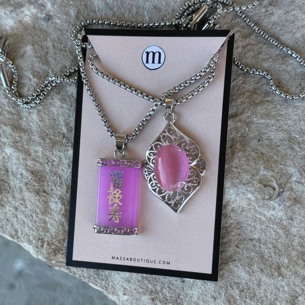 SILVER BLESSING PINK JADE AMARA CATS EYE set
