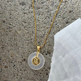 GOOD FORTUNE 25MM WHITE JADE necklace