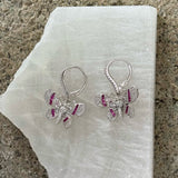 PINK SAPPHIRE DRAGONFLY DANGLE earrings
