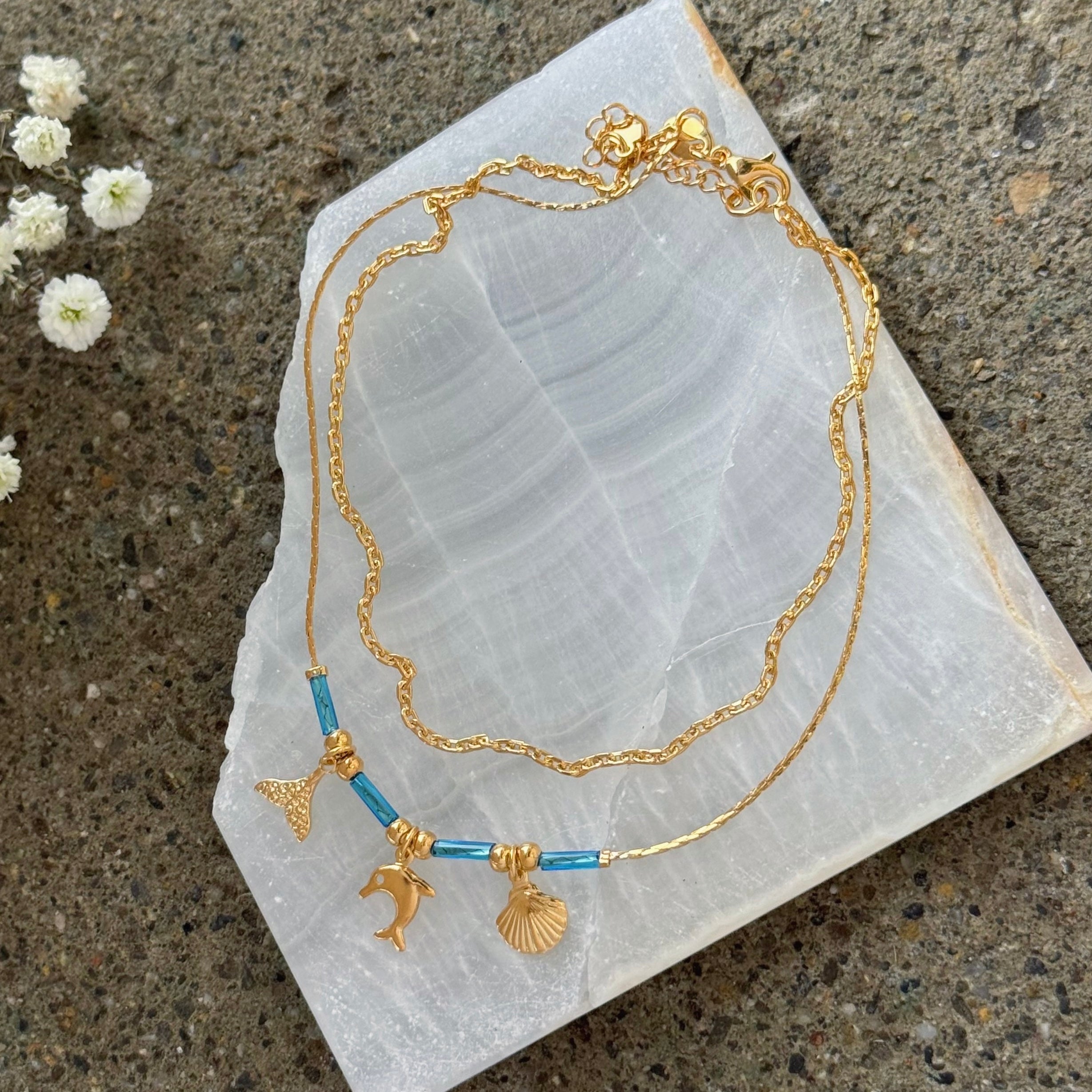 DOLPHIN & SEASHELL anklet