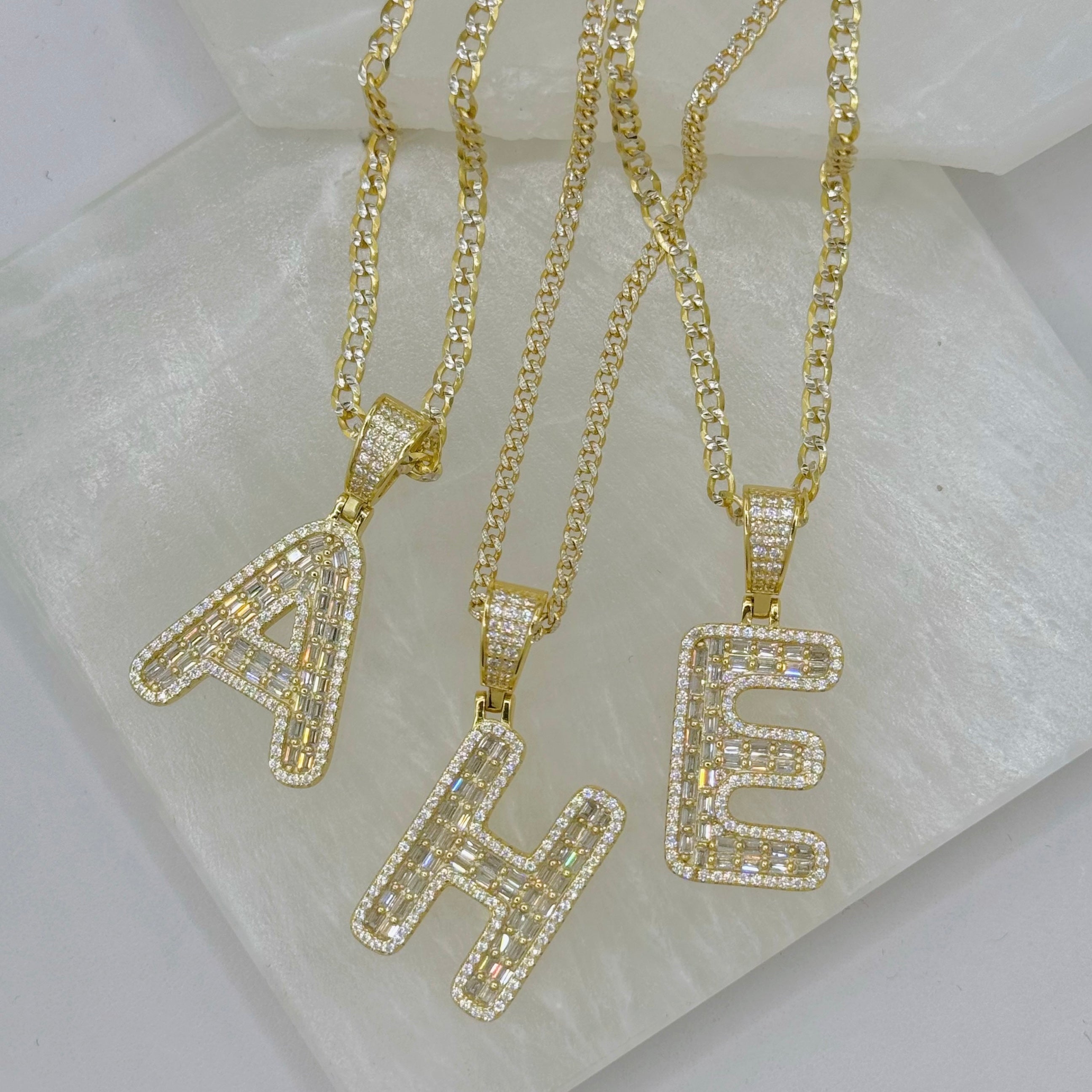 GOLD INITIAL CRYSTAL BAGUETTE II necklace