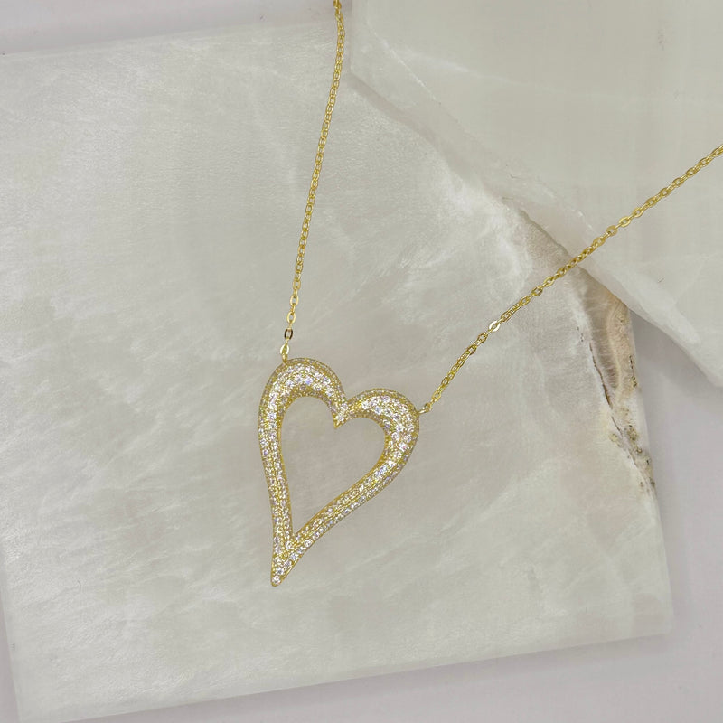LARGE PAVE CRYSTAL HEART necklace