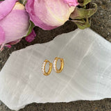 8MM GOLD CRYSTAL THICK MINI HOOP earrings