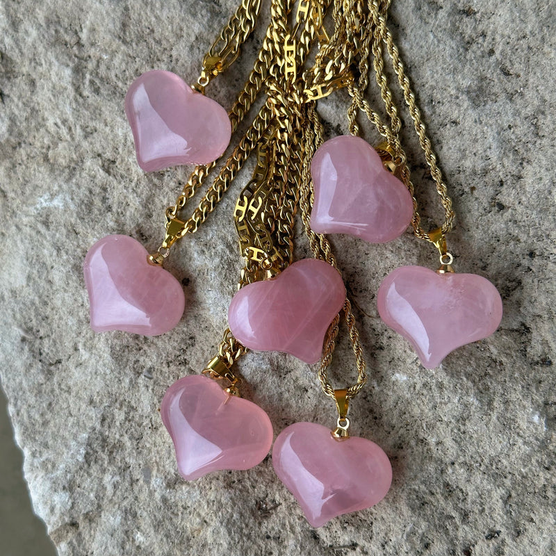 ROSE QUARTZ BUBBLE HEART necklace