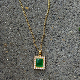 CRYSTAL SQUARE GREEN JADE necklace