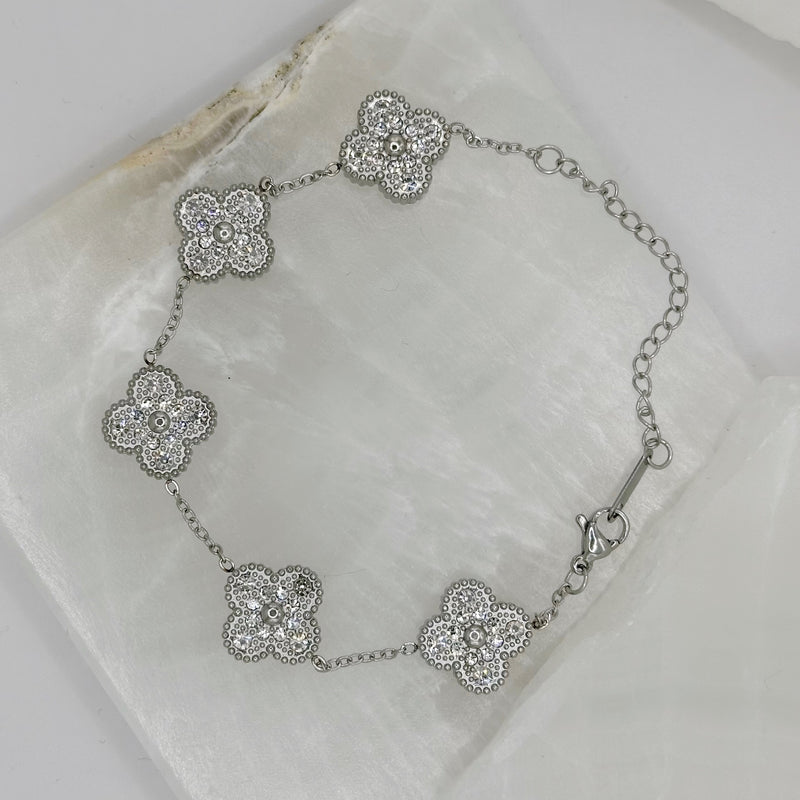 CRYSTAL CLOVER SILVER STEEL bracelet