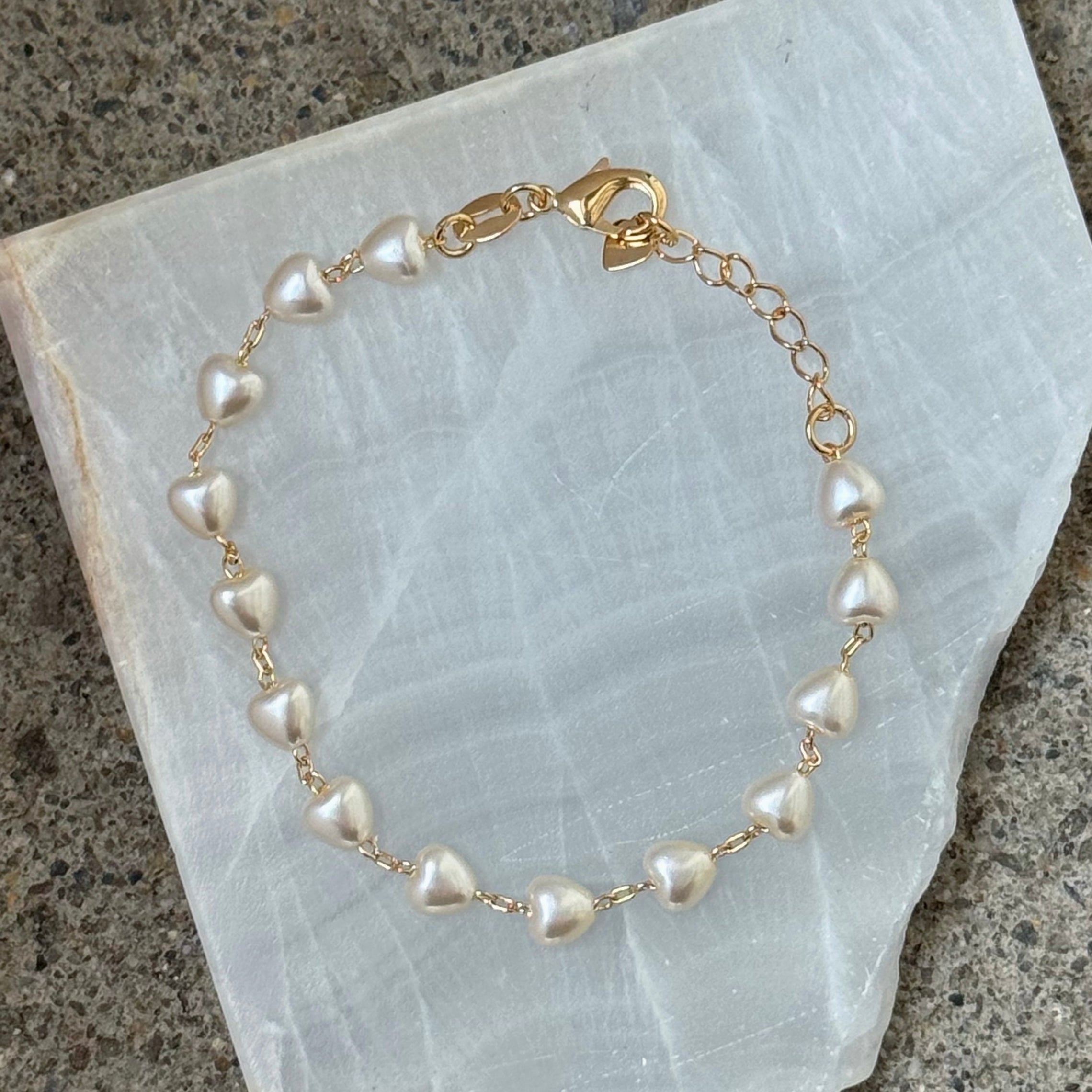 GOLD PEARL HEART bracelet