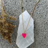 HOT PINK ENAMEL HEART MINI necklace