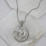 SILVER PRAYING HANDS MEDALLION necklace