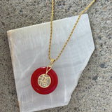 GOOD FORTUNE 30MM RED JADE necklace