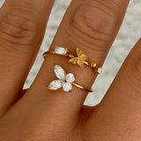 GOLD CRYSTAL WRAPPED BUTTERFLY STEEL ring