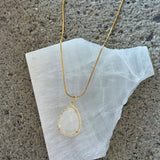 GOLD TEARDROP WHITE QUARTZ necklace