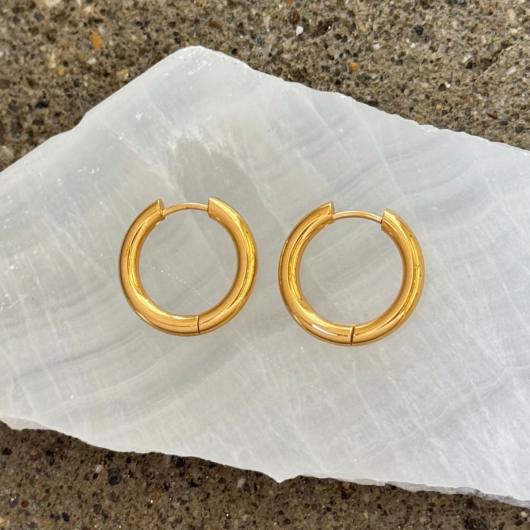 14MM GOLD THICK HOOP earrings