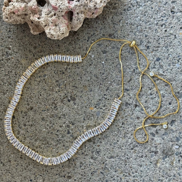 GOLD CRYSTAL BAGUETTE CHOKER necklace