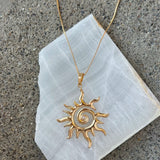 GOLD CRYSTAL GROOVY SUN necklace