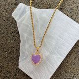 CRYSTAL HEART LAVENDER JADE MINI necklace