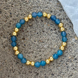 GOLD DOUBLE BLUE AGATE BEADED bracelet