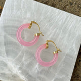 25MM PINK JADE HOOP earrings