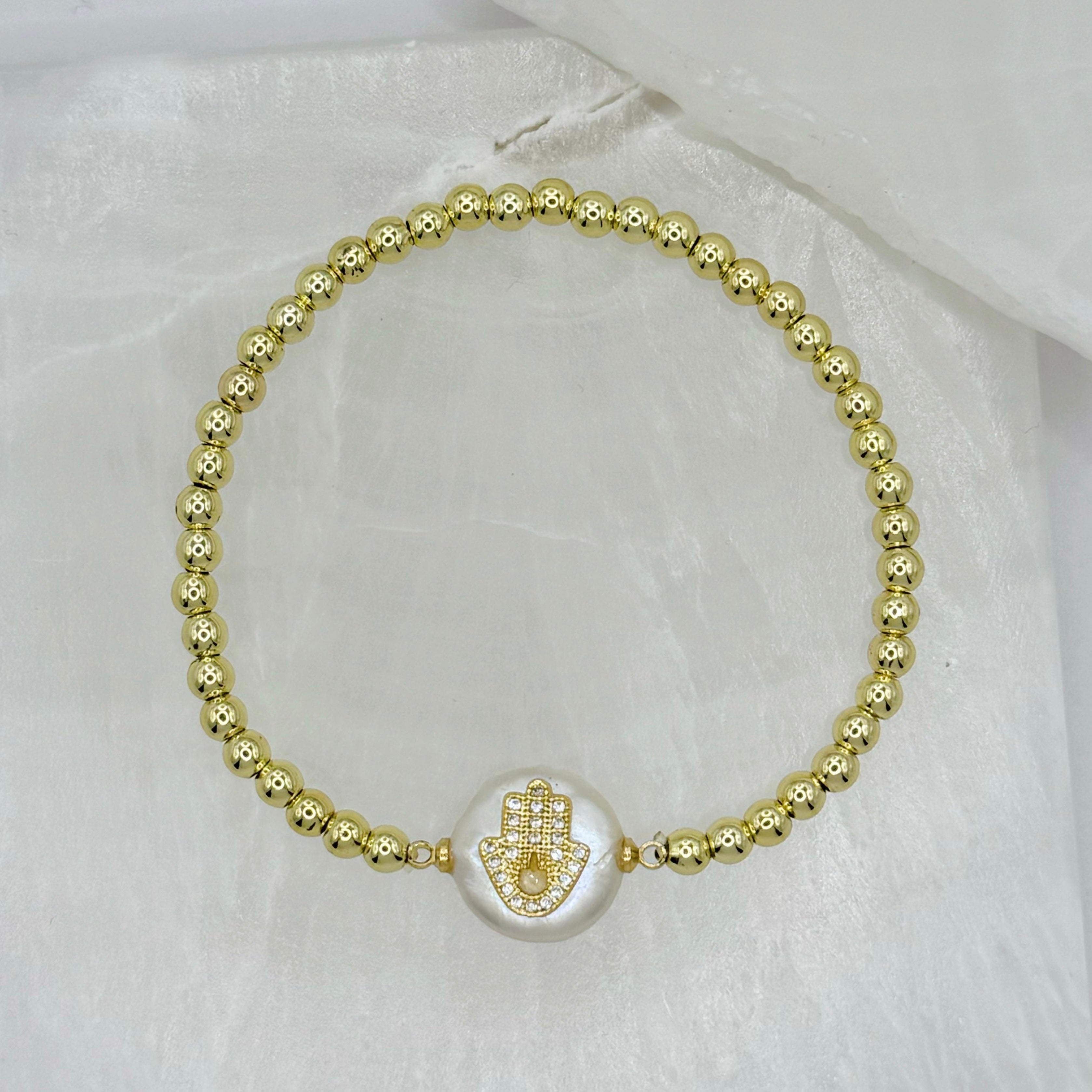 HAMSA FRESHWATER PEARL BEADED bracelet