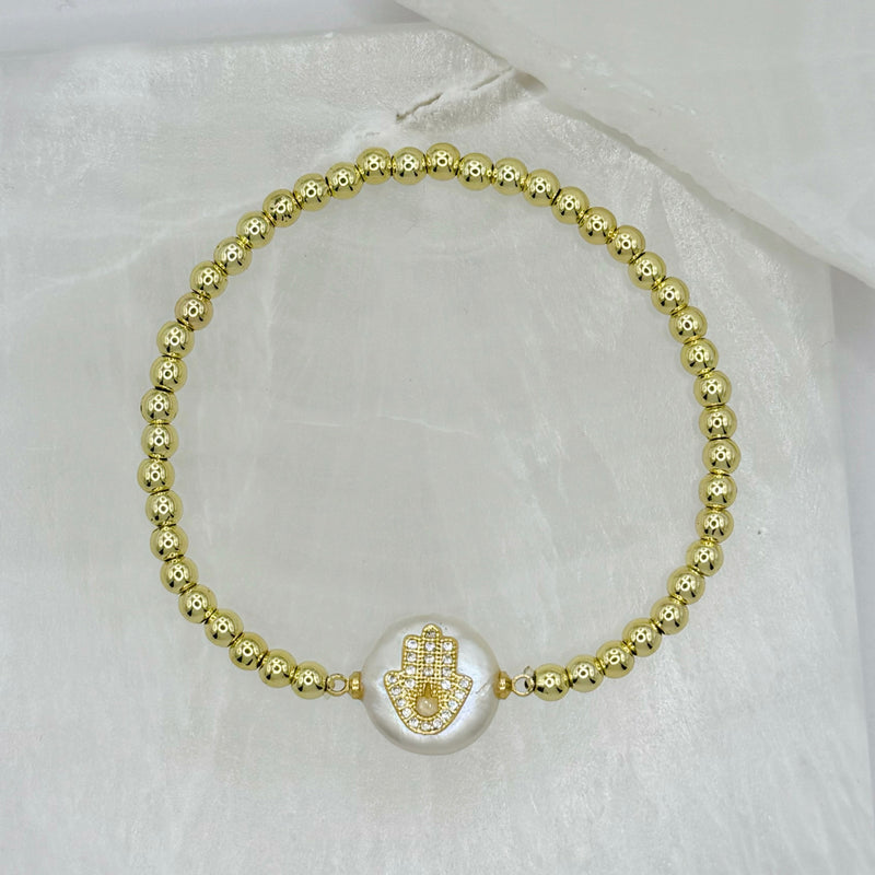 HAMSA FRESHWATER PEARL BEADED bracelet